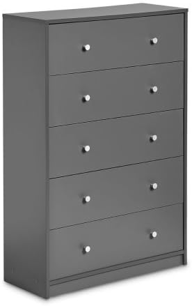 Studio 5 Drawer Chest, Grey | Danish Design and Produced With a Fade Resistant Foil Surface, which is Easy to Clean