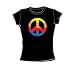 Rainbow Peace Sign - Black Jr Sheer Cap Sleeve T-Shirt For Women
