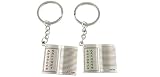 Set of 2 Chinese Poem Silver Tone Couple Key Chain Ring