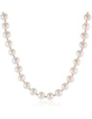 White Potato Freshwater Cultured Pearl and 14k Gold Bead Necklace with 14k Gold Filigree Clasp, 18"