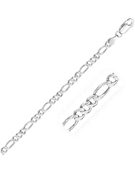 3.8mm 14K White Gold Solid Figaro Bracelet