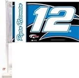  : Ryan Newman #12 NASCAR Car Flag w/Wall Bracket (Set of 2)