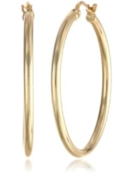 Goldtone Finish Silver Polished 2x30 Clicktop Hoop Earrings