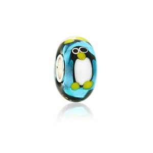 Bling Jewelry Penguin Murano Glass Bead 925 Sterling Silver Pandora Compatible