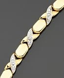 18k Gold Over Sterling Silver Diamond Accented X's & O's Bracelet