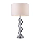 Dimond D1480 Armagh Table Lamp in Clear Crystal and Chrome with Pure White Faux Silk Shade