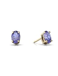 Genuine Tanzanite 14kt Yellow Gold Stud Earrings
