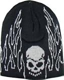 Outer Rebel Fashion Beanie- Black with White Skull & Flames