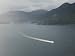 An Aerial View of a Pleasure Boat Moving Along a Mountainous Coast Photographic Poste...