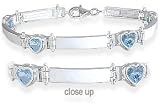 Ladies Aquamarine Sterling Silver Gem Heart Bracelet
