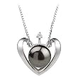 PearlsOnly Heart Black 9.0-9.5mm AA Freshwater Silver with Rhodium Plated Cultured Pearl Pendant