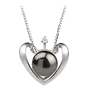 PearlsOnly Heart Black 9.0-9.5mm AA Freshwater Silver with Rhodium Plated Cultured Pearl Pendant