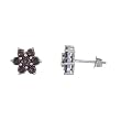 1 CT Red Diamond Cluster Earrings 14K White Gold