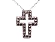 Sterling Silver Necklace Pendant, Christianity with Black Cz