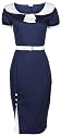 NEW LINDY BOP CLASSY BLUE VINTAGE 1950's PINUP PENCIL WIGGLE EVENING PARTY DRESS