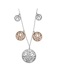 21" Silver and Copper Disc Necklace 925 Sterling Silver