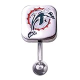 Miami Dolphins 316L Stainless Steel Belly Ring - 14G - 3/8 Inch Bar Length - Sold Individually