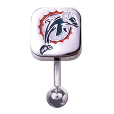 Miami Dolphins 316L Stainless Steel Belly Ring - 14G - 3/8 Inch Bar Length - Sold Individually