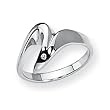 Diamond and Sterling Silver Ladies Ring (Sizes 6-8)