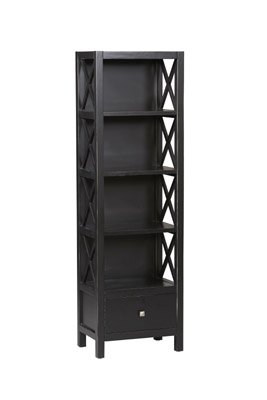Anna Antique Black X Design Tall Bookcase