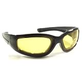 Night Driving Motorcycle Sunglasses - Yellow Night Lens - Padded & Shatterproof, UV400