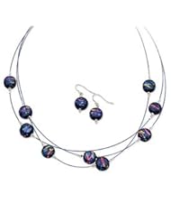 Genuine IceCarats Designer Jewelry Gift Sterling Silver Blue Dichroic Glass Earrings & 18In Necklace Set