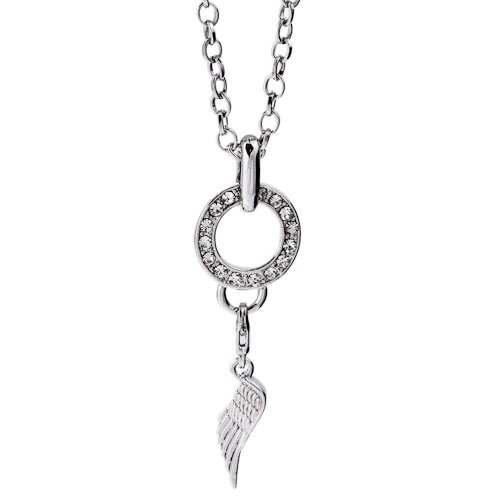 Halskette mit Charms Anhänger Engelsflügel in Geschenkbox Charms