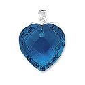 Sterling Silver Blue Topaz CZ Heart Pendant with 18 inch chain