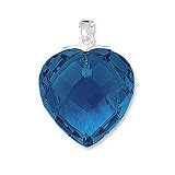 Chaine avec pendentif coeur en argent fin et topaze bleue