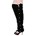 Tirain Women Knitted Flat Button Down Crochet Leg Warmers with Lace Trim FBA(Black)