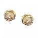 10KT Gold Stud Earrings Cultured Peach Pearl Diamond