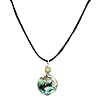 Necklace - N2 - Genuine Abalone Shell and Fire Polished Glass ~ Round (3/4" Diameter)