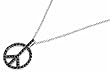 Black CZ Peace Sign Sterling Silver Necklace