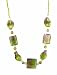 Necklace - N137 - Murano Style Glass - Twists and Rectangles ~ Olive & Amethyst