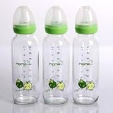 Momo Baby 8oz Glass Feeding Bottles 3-Pack Green by Momo Baby