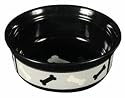 Ceramic Dog Bowl Black with Bone Print 1.4l / 20cm 24422