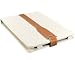 M-Edge Platform Genuine Leather Kindle Jacket (Fits 6" Display, Latest Generation Kindle), Pebbled Cream w/ Saddle