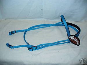 WEAVER TURQUOISE BLUE NYLON HORSE HEADSTALL BRIDLE TACK