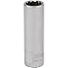 Klutch Deep Socket - Metric, 12mm, 3/8in.-Drive, 12-Pt.
