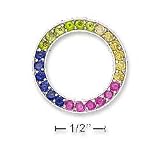 Sterling Silver Slide Pendant With Channel Set Red Blue Green Yellow CZs