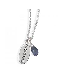 MMA Silver - 18 inch Peace Tag and Amethyst Bead Necklace