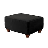 Casual Home Stretch Rib Ottoman Slipcover - Ebony