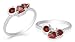 Multicut Garnet Three Stone Ring Sterling Silver Size 9