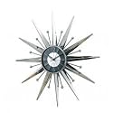 Silver Starburst Wall Clock Retro Eames Danish Modern - 23.5x23.5x2.25