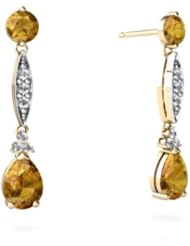 Genuine Citrine 14kt Yellow Gold Dangle Drop Earrings