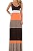 Abetteric Womens Bateau Neckline Elastic Waist Stripe Beach Maxi Dress