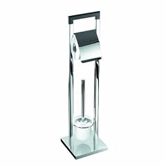 Axxentia Bad 282256 WC-Garnitur Nobless, verchromt, Ovalrohr mit Holz, mit WC-Papierrollenhalter und Metallstiel, 75 cm hoch