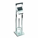 Axxentia Bad 282256 WC-Garnitur Nobless, verchromt, Ovalrohr mit Holz, mit WC-Papierrollenhalter und Metallstiel, 75 cm hoch