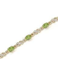 14kt Yellow Gold Oval Peridot and Diamond Bracelet