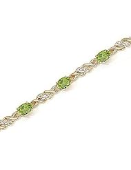 14kt Yellow Gold Oval Peridot and Diamond Bracelet
